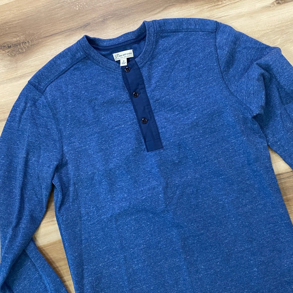 J. Crew Henley Shirt Size M Long Sleeve Lighweight Sweater Casual Blue Heathered